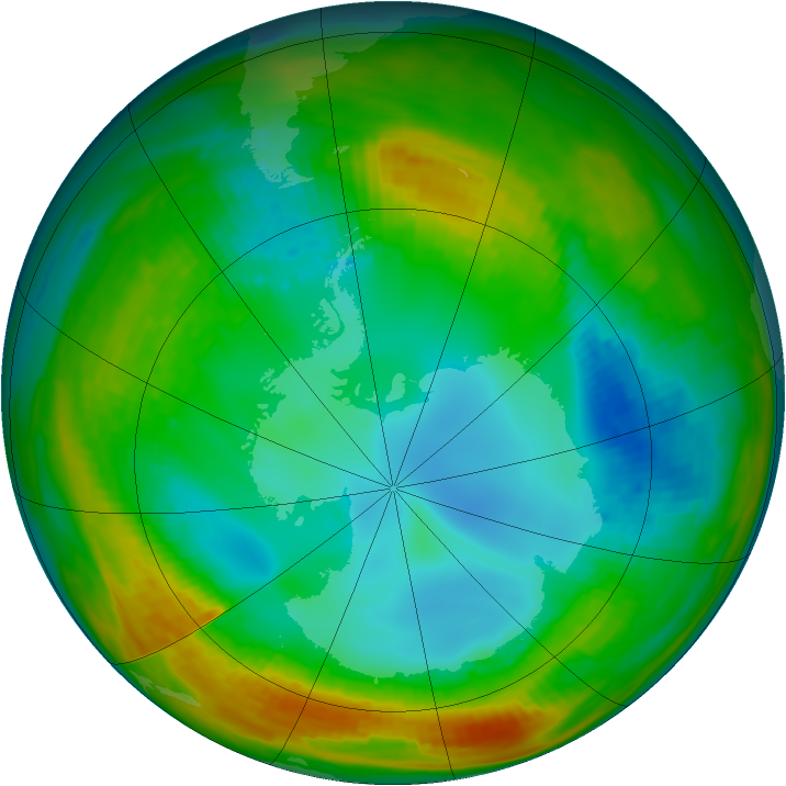 Antarctic ozone map for 01 August 1982